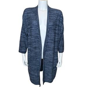 Pure Jill J. Jill Cardigan Sweater L Open Hip Length Cotton Linen